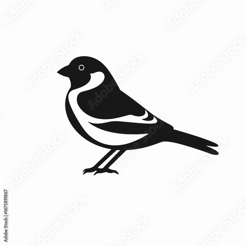 Minimalist black bird emblem, simple and striking elegant bird silhouette