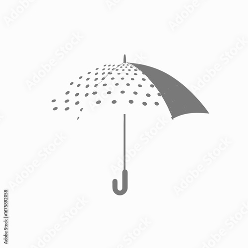 Stylized umbrella with dots design, rain protection and artful drawing silhouette