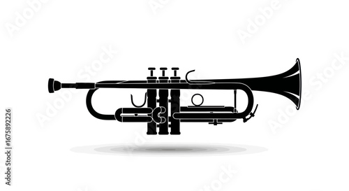 Silhouette of a Black Trumpet Musical Instrument.