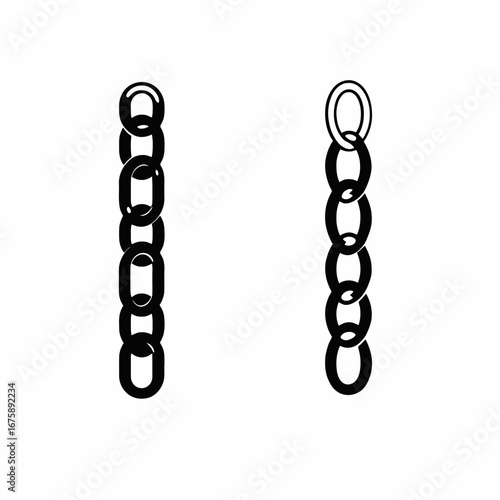 Two stylized linked chains demonstrate durable designs in stark black silhouette