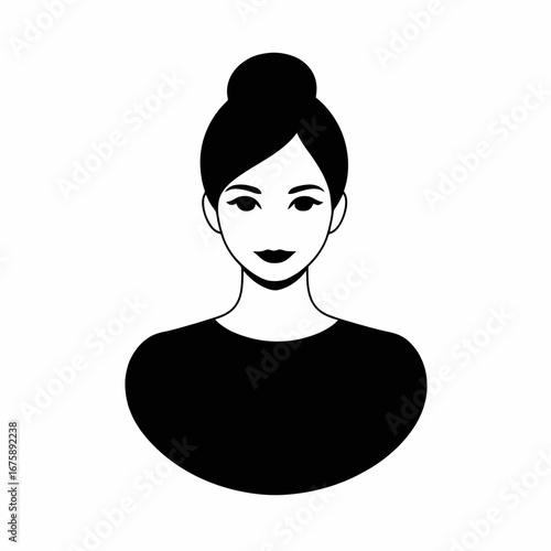 Chic woman portrait with elegant bun hairstyle, a captivating graphical silhouette