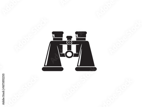 Stylish binoculars silhouette vector design icon with minimal discovery inspired look