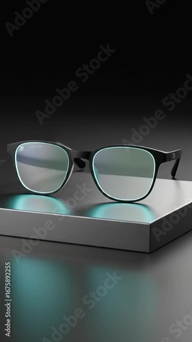 Stylish sunglasses with reflective lenses on display