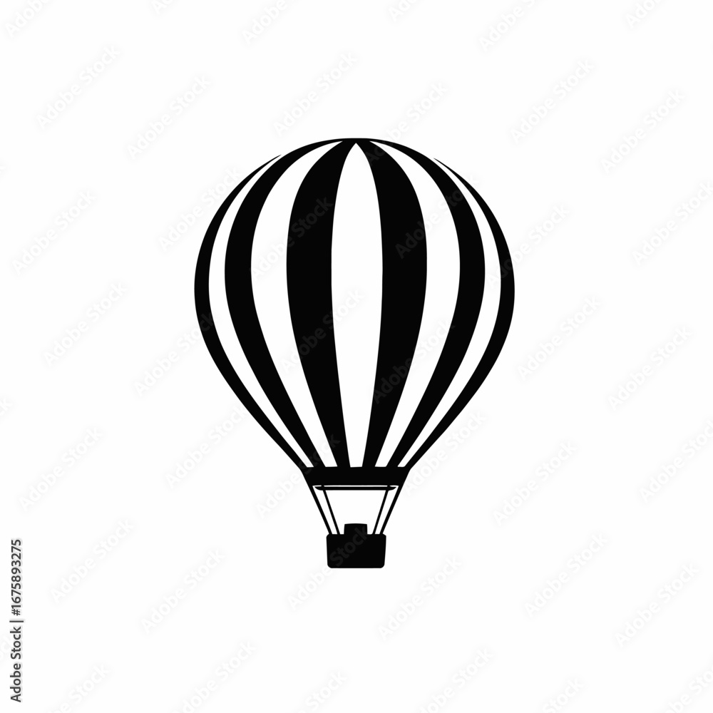 Obraz premium Striking monochrome hot air balloon illustration, isolated graphic art silhouette