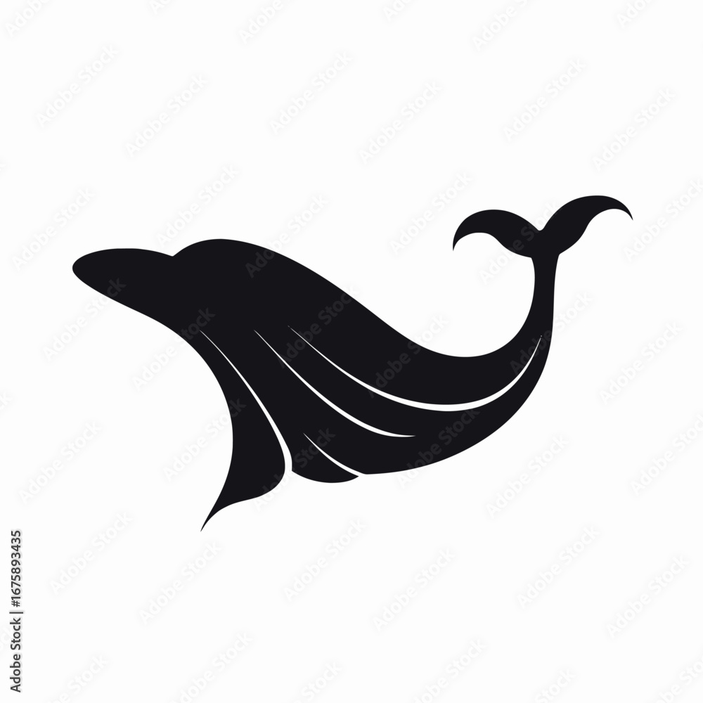 Fototapeta premium Graceful swimming dolphin, a minimalist ocean mammal representation, in black silhouette