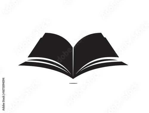 Classic book silhouette vector artwork icon with minimal literary inspired theme