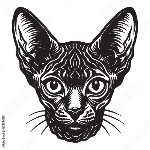 A Playful Portrait of a Devon Rex Cat, a Mischievous and Unique Breed with a Short, Curly Coat and Large, Pixie-Like Ears