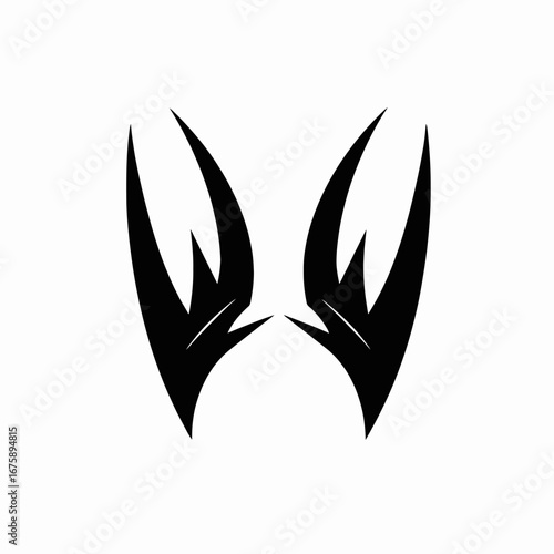 Abstract animalistic symmetrical design forming decorative artistic visual silhouette