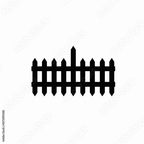 Simple black and white picket fencing illustration forming a solid silhouette.