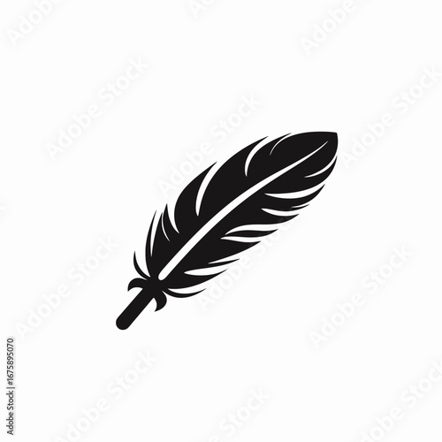 Graceful feathered detail showcasing pure simplicity in monochromatic feather quill silhouette