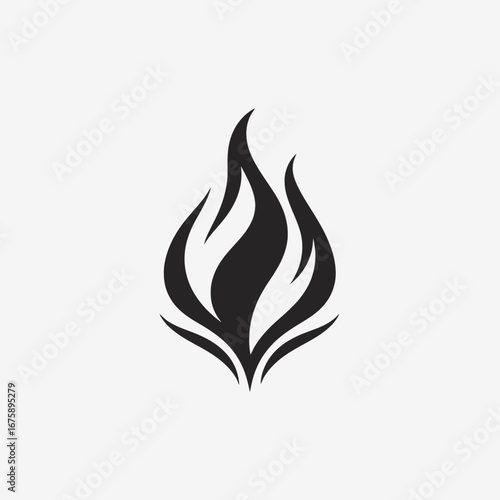 Striking flame with abstract design for fiery brand emblem silhouette