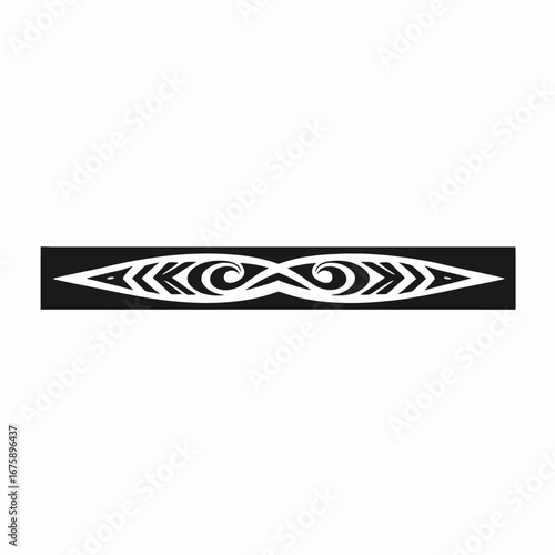 Stylish Maori inspired tribal ornament, ethnic tattoo graphic element silhouette