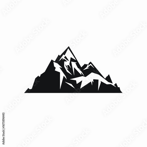 Majestic rocky mountain peaks in monochrome, a minimalistic mountain range silhouette