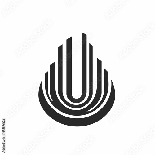 Minimalist abstract architectural design featuring a captivating sleek urban skyline silhouette