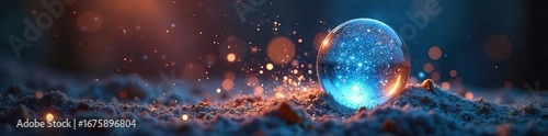 A whimsical scene of sparkling magical dust swirling around a mystical crystal ball, casting enchanting light Perfect for fantasy, fairytale, and magical themes , mysterious, charm, mystical