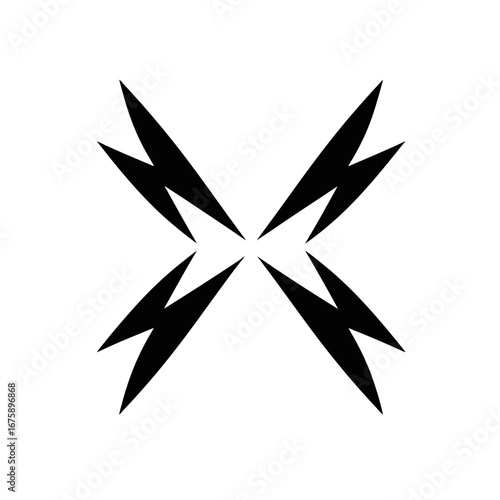 Striking lightning bolt arrangement against a white background, a bold electrifying silhouette