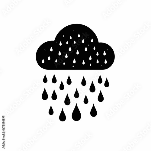 Dramatic dark storm cloud with falling rain graphic art silhouette