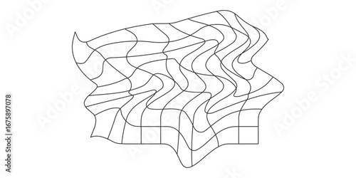 Net flying waving. Texture wave textile. Fabric square cells of sea wind. Vector illustration rolling hills. Flag windy stream flow.