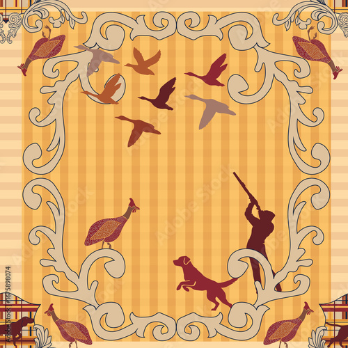 Autumn Hunt background textures, backdrop vector

