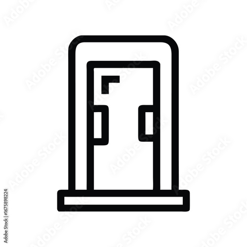 Black Outline Icon of a Bathroom Hand Dryer on White Background