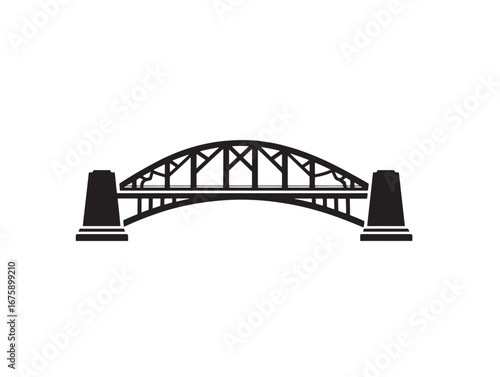 Sleek bridge silhouette vector artwork illustration with contemporary structural graphic theme