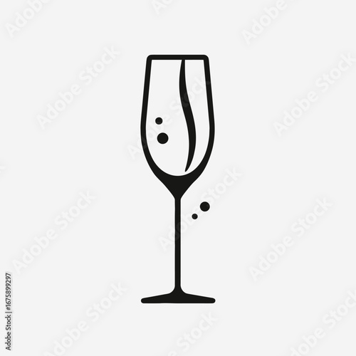 Elegant champagne flute, bubbling effervescence creates a celebratory beverage glass silhouette