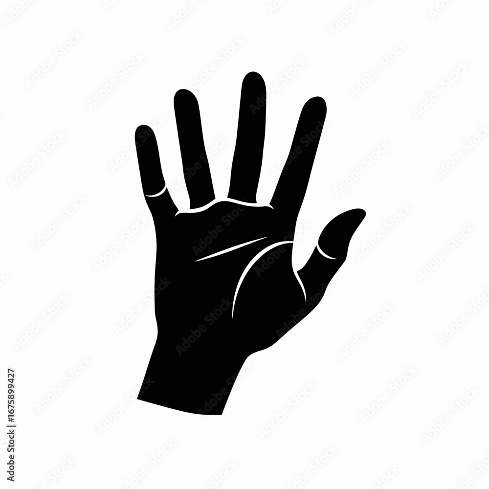 Fototapeta premium A simplified hand reaching out, designed as a bold black silhouette