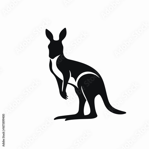 Elegant kangaroo with joey in pouch minimalistic animal wildlife silhouette