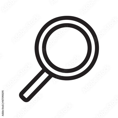 Black Outline of a Magnifying Glass on White Background