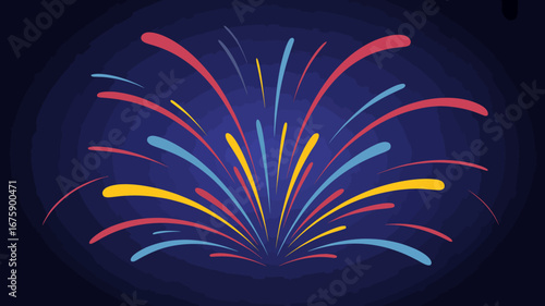 Celebratory Fireworks Display on a Deep Blue Background Illustrating Festive Occasions and Colorful Celebrations in Vibrant Style