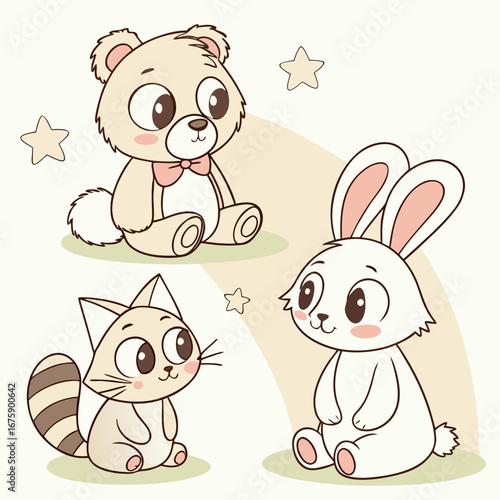 Vector plush toy designs teddy bears