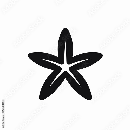 Simple black starfish drawing isolated on white background graphic style silhouette