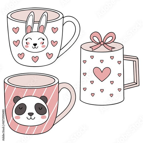 Vector mug designs in gift shop style
