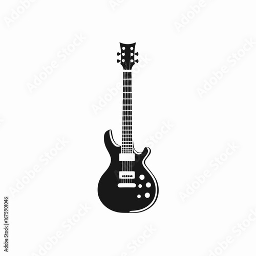 Rocking electric guitar musical instrument simple vector design silhouette