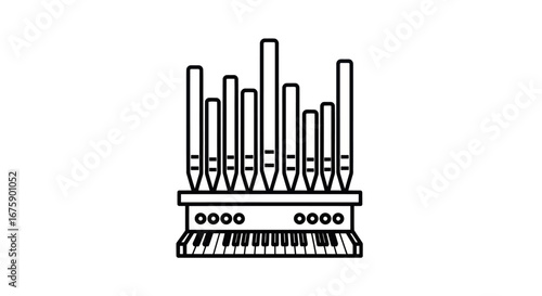 Simple Line Art of a Pipe Organ.