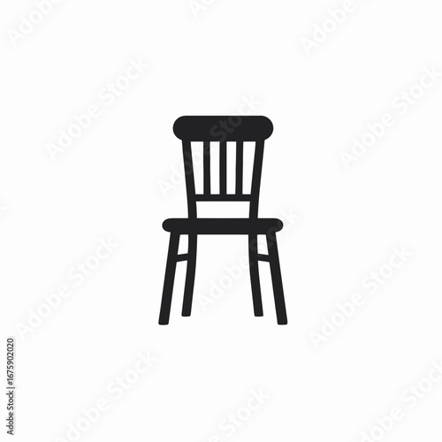 Simple minimalistic wooden chair icon in front view stark silhouette
