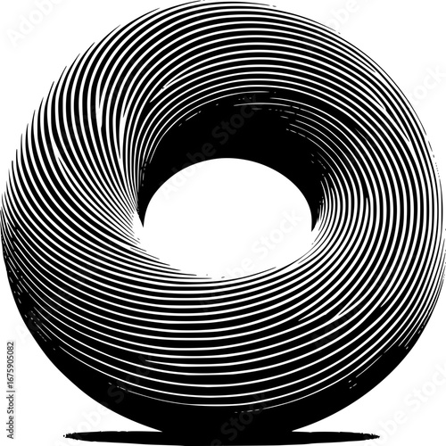 Hypnotic swirling torus loop abstract concentric lines vector