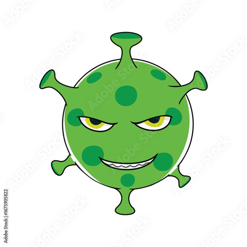 virus cartoon mascot design. microorganism symbol.
