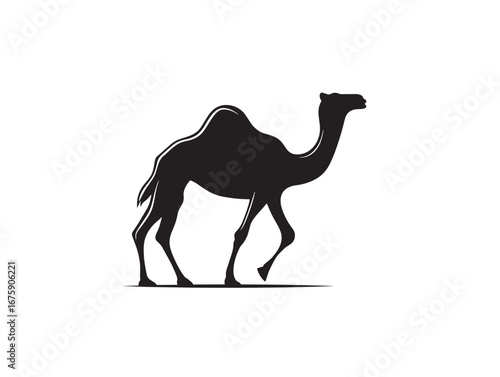 Elegant camel walking desert silhouette vector graphic