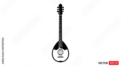 Silhouette of a Greek Bouzouki Musical Instrument.