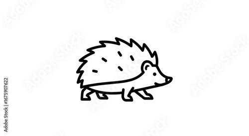 Simple Line Art Icon of a Spiky Hedgehog.