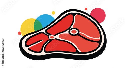 Juicy steak with colorful bubbles for culinary promotions and restaurant advertising concepts