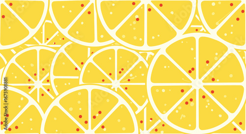 Vibrant citrus slices arrangement with red seed accents fresh fruity background design