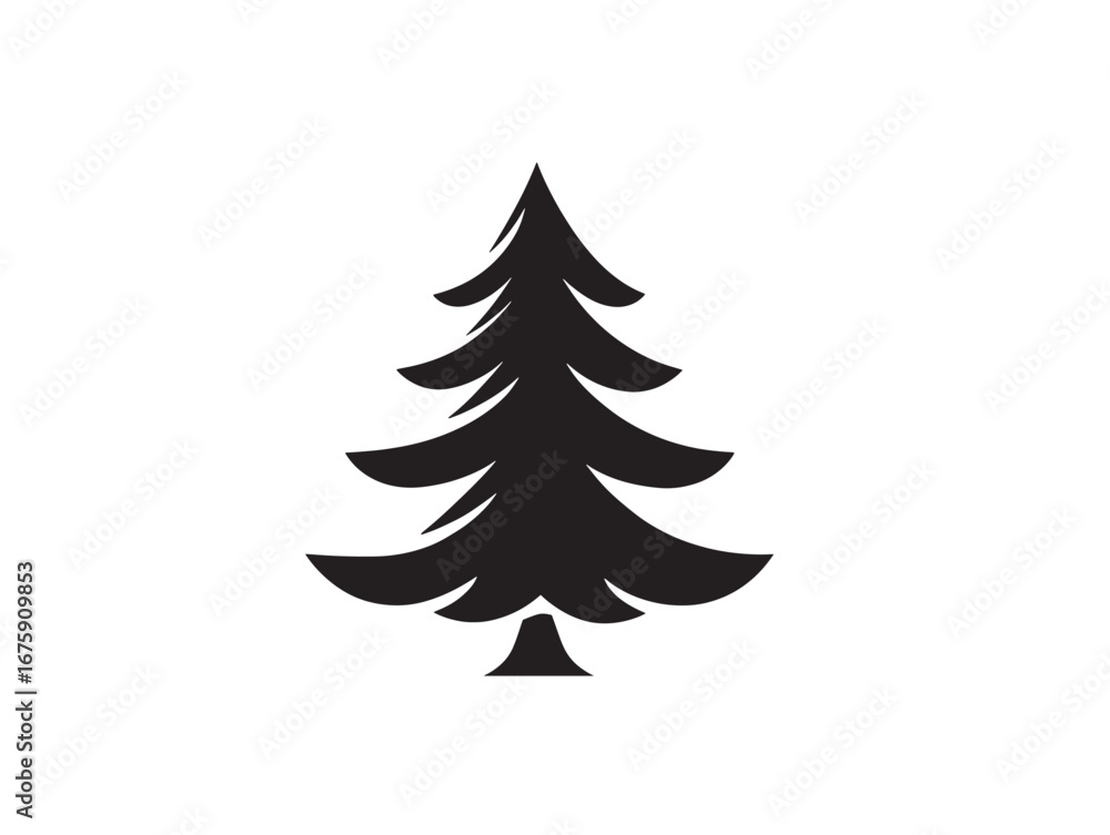 Fototapeta premium Holiday Christmas tree silhouette vector decorative design