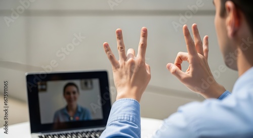 Accessible Digital Communication Sign Language User Engages In Video Call