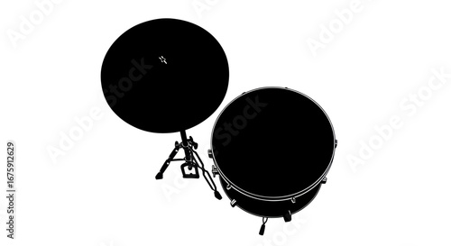 Drum Set Cymbals and Bass Drum Silhouette.