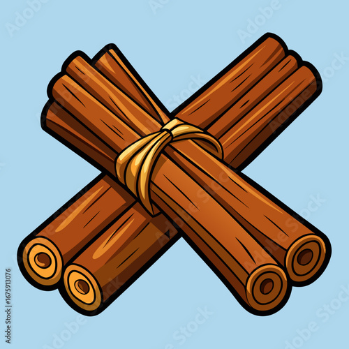 Dried aromatic cinnamon sticks isolated on a white background with star anise for a warm, flavorful seasoning