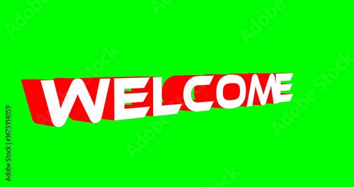 Welcome text animation on isolated green screen background, versatile event intro or branding overlay
