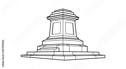 Outlined Architectural Monument Base Design.