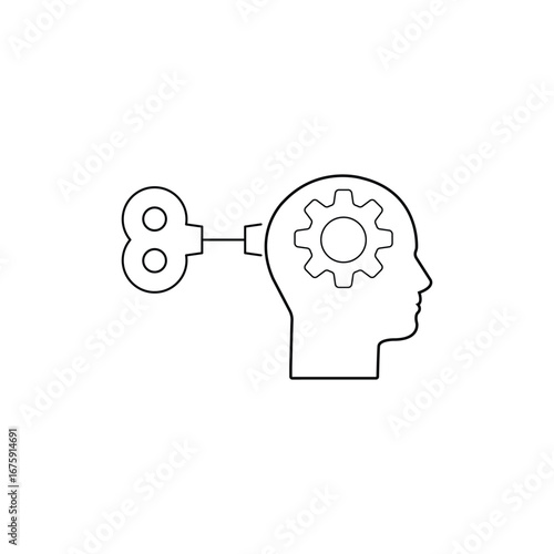 Thinking process outline icon. Think black line illustration.